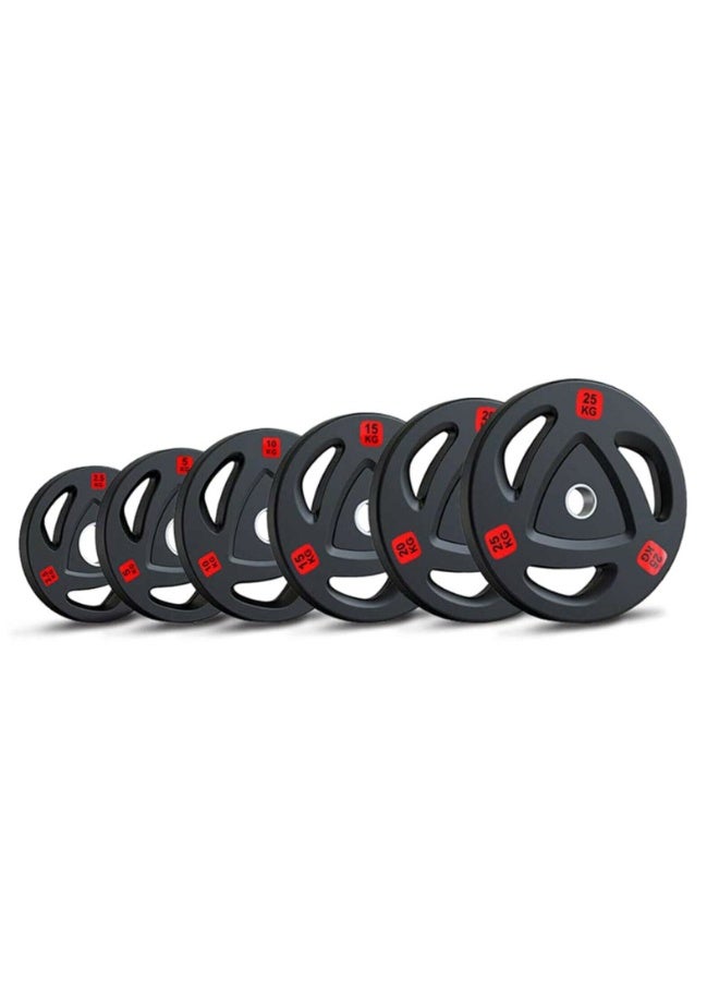 Olympic Rubber Weight Plates Pair with Tri-Grip Handles, Solid Cast Iron Barbell Discs 2.5kg–25kg for Strength Training, Weightlifting, Powerlifting, Home Gym & Muscle Building(2X2.5KG) - Image 3
